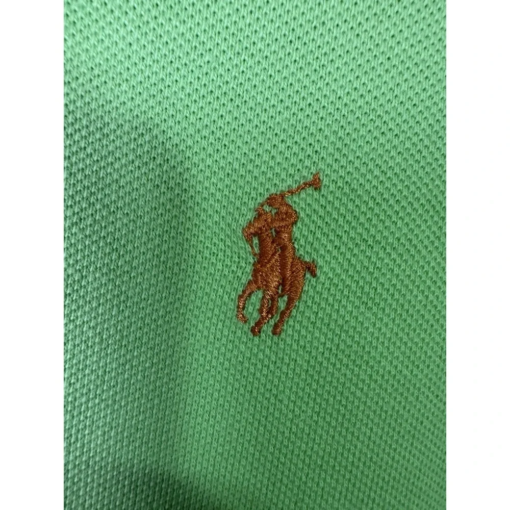 Y2K Ralph Lauren Shirt Mens L Neon Green Cotton Polo Seersucker Collar